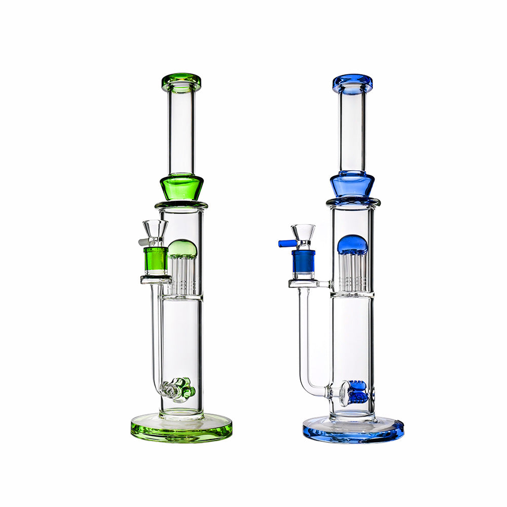 17" Dual-Perc Glass Bong – Tree Perc + Triple Inline, 18mm Bowl - Croia Glass