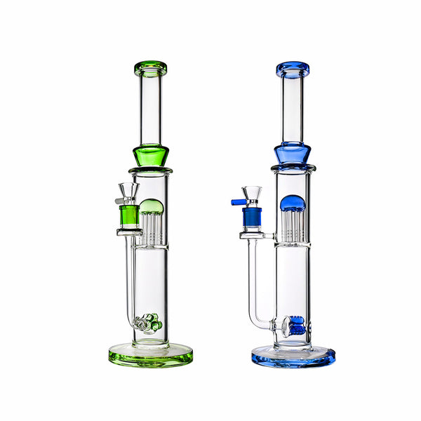 17" Dual-Perc Glass Bong – Tree Perc + Triple Inline, 18mm Bowl - Croia Glass