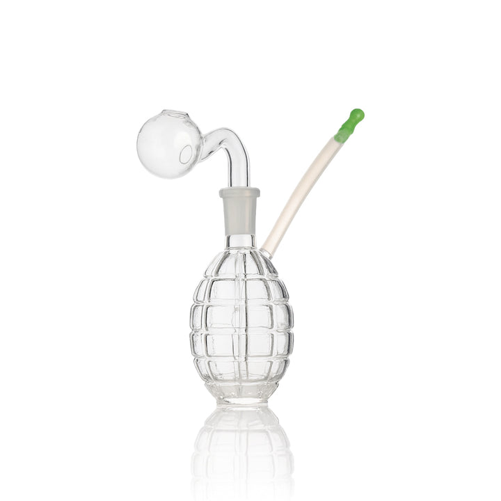 💣 4 inch Clear Grenade Oil Burner Pipe – Compact Borosilicate Mini Bubbler - Croia Glass