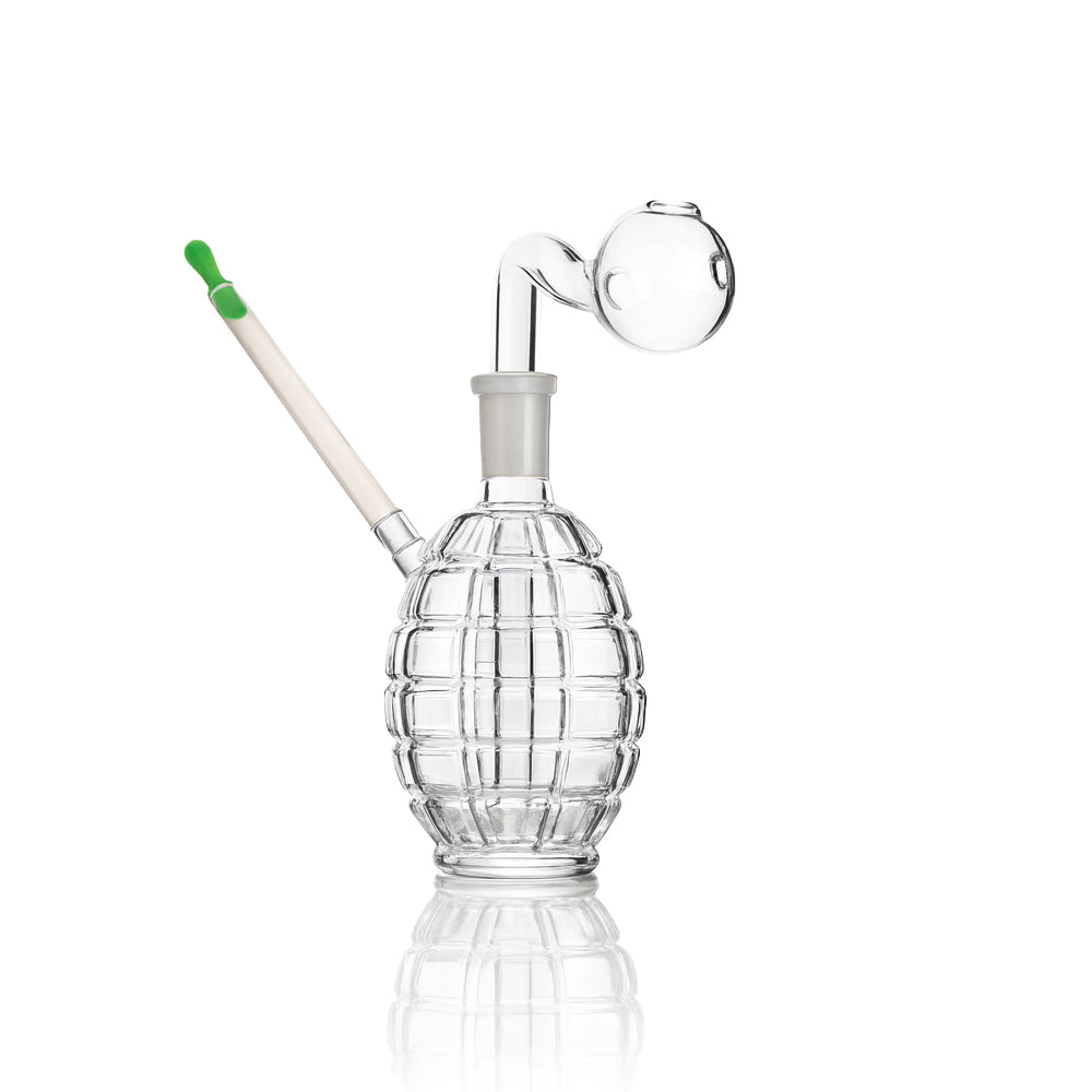 💣 4 inch Clear Grenade Oil Burner Pipe – Compact Borosilicate Mini Bubbler - Croia Glass