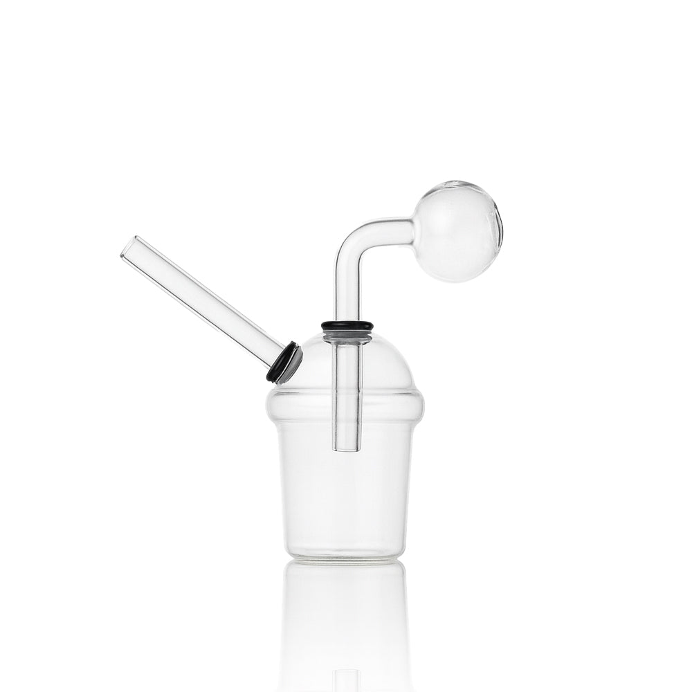 🥤 4 inch Cup-Shape Oil Burner Rig – Minimal Clear Borosilicate Mini Rig - Croia Glass