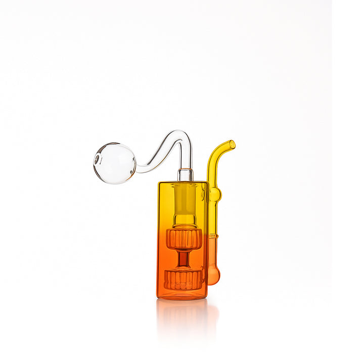 💨 4 inch Dual-Turbine Chamber Mini Rig – Gradient Borosilicate Oil Burner - Croia Glass