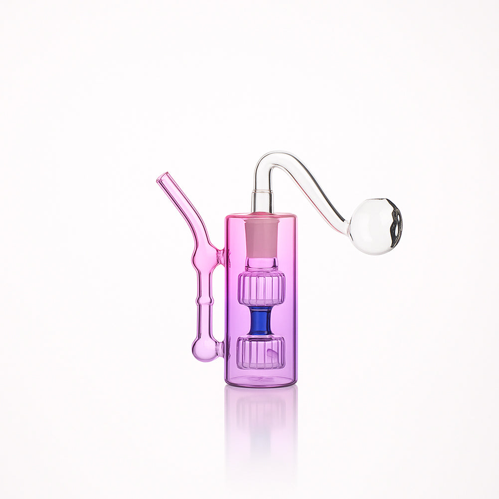 💨 4 inch Dual-Turbine Chamber Mini Rig – Gradient Borosilicate Oil Burner - Croia Glass