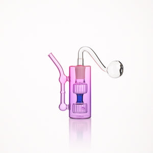 💨 4 inch Dual-Turbine Chamber Mini Rig – Gradient Borosilicate Oil Burner - Croia Glass