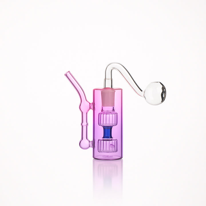 💨 4 inch Dual-Turbine Chamber Mini Rig – Gradient Borosilicate Oil Burner - Croia Glass