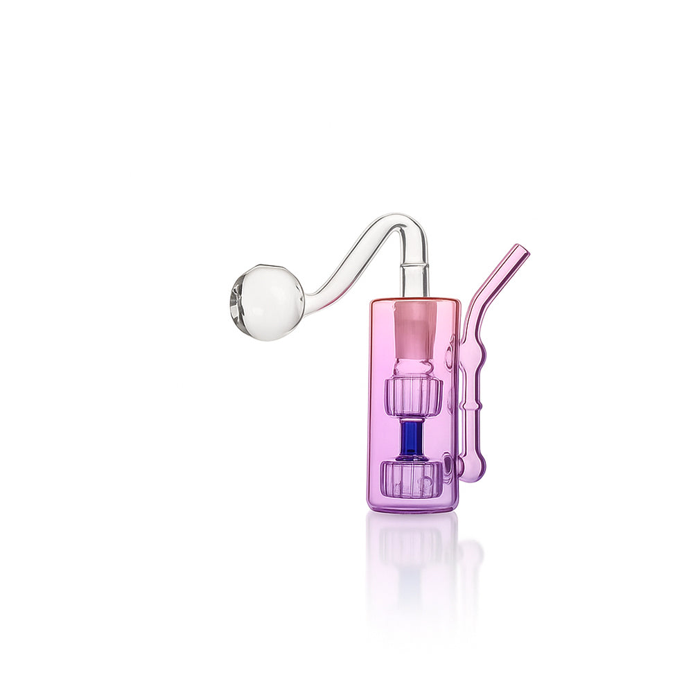 💨 4 inch Dual-Turbine Chamber Mini Rig – Gradient Borosilicate Oil Burner - Croia Glass
