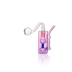 💨 4 inch Dual-Turbine Chamber Mini Rig – Gradient Borosilicate Oil Burner - Croia Glass