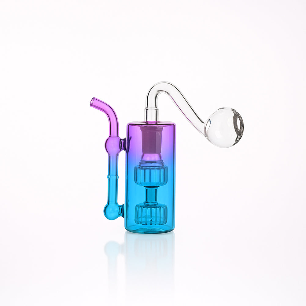 💨 4 inch Dual-Turbine Chamber Mini Rig – Gradient Borosilicate Oil Burner - Croia Glass