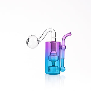 💨 4 inch Dual-Turbine Chamber Mini Rig – Gradient Borosilicate Oil Burner - Croia Glass