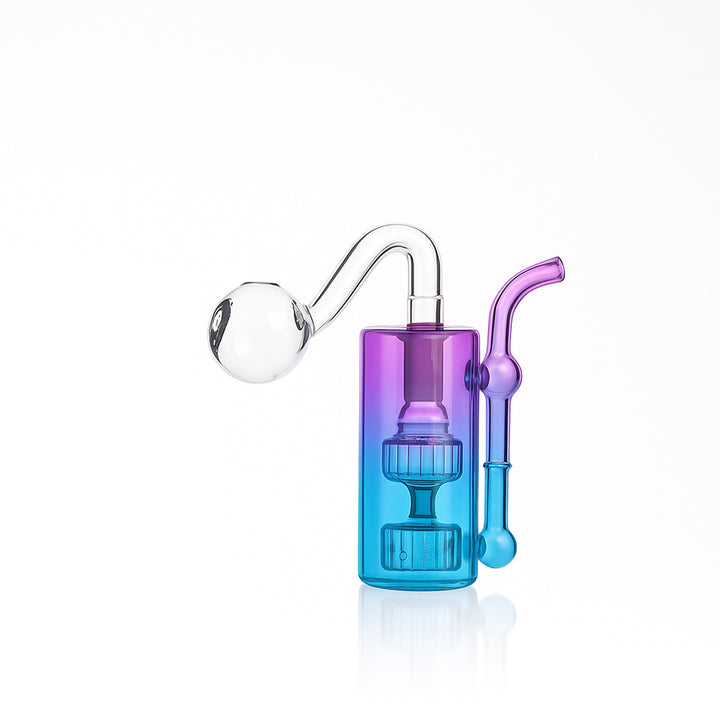 💨 4 inch Dual-Turbine Chamber Mini Rig – Gradient Borosilicate Oil Burner - Croia Glass