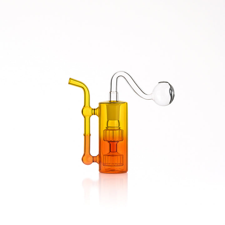 💨 4 inch Dual-Turbine Chamber Mini Rig – Gradient Borosilicate Oil Burner - Croia Glass