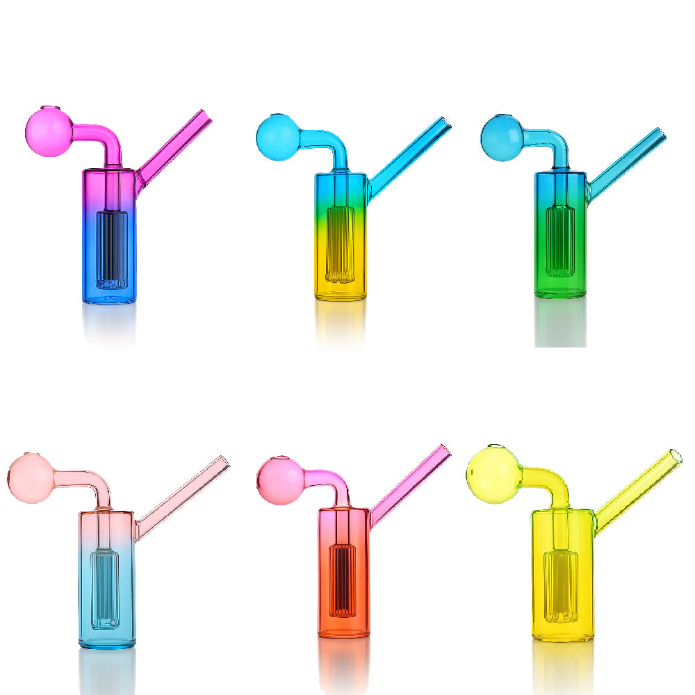 🌈 4 inch Gradient Cylinder Oil Burner Pipe – Mini Tree-Percolator Glass Bubbler - Croia Glass