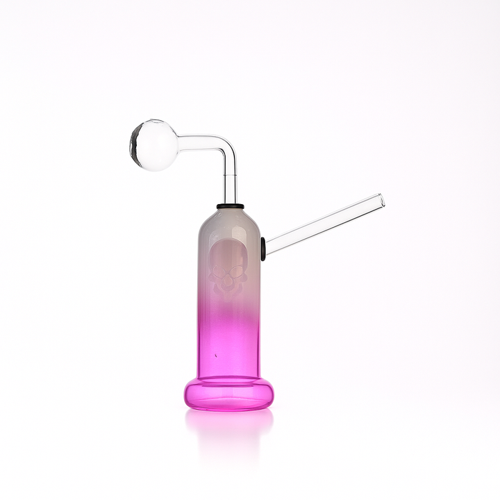 💀 4 inch Gradient Skull Oil Burner Rig – Tall Cylinder Mini Glass Rig - Croia Glass