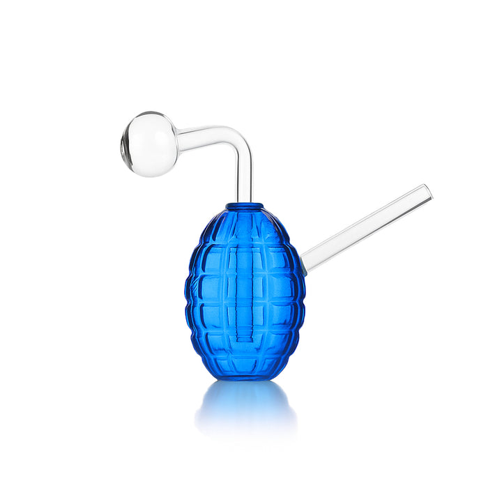 💣 4 inch Grenade Oil Burner Rig – Textured Oval Body Mini Glass Rig - Croia Glass