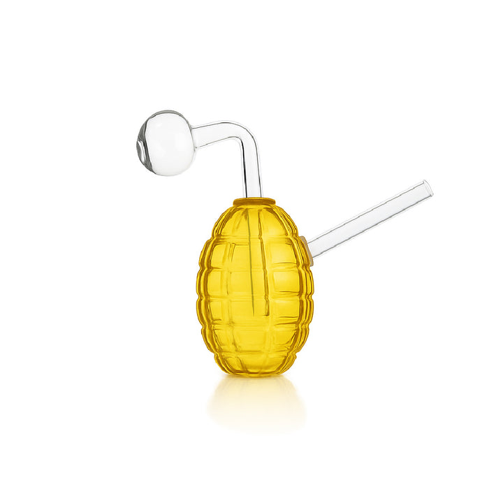 💣 4 inch Grenade Oil Burner Rig – Textured Oval Body Mini Glass Rig - Croia Glass