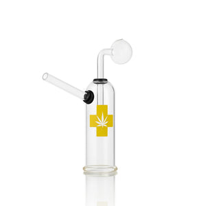 🩺 4 inch Medical Cross Oil Burner Rig – Clean Clear Cylinder Mini Rig - Croia Glass