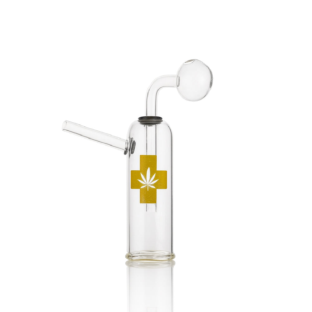 🩺 4 inch Medical Cross Oil Burner Rig – Clean Clear Cylinder Mini Rig - Croia Glass