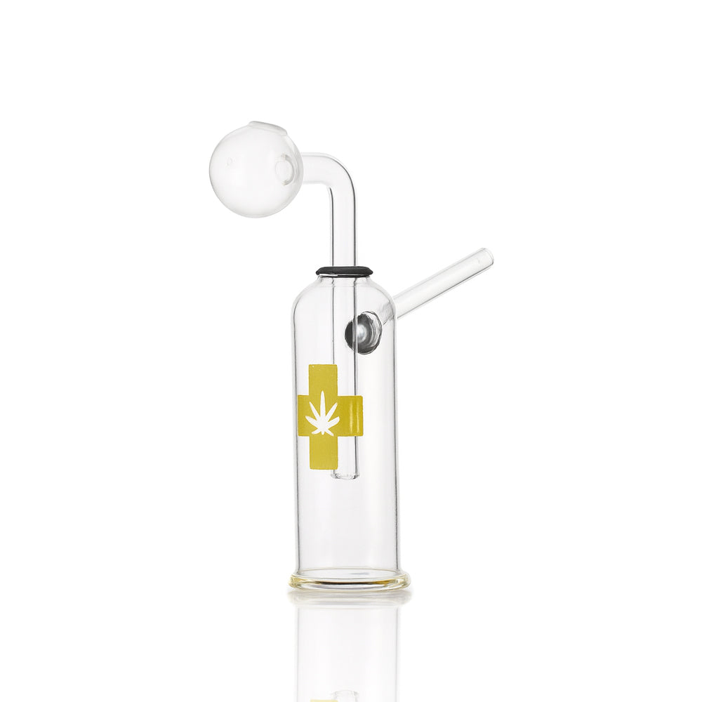🩺 4 inch Medical Cross Oil Burner Rig – Clean Clear Cylinder Mini Rig - Croia Glass