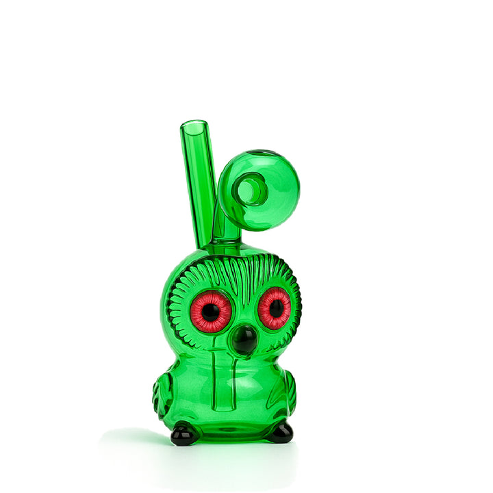 🦉 4 inch Owl Oil Burner Rig – Quirky Big-Eye Mini Glass Rig - Croia Glass