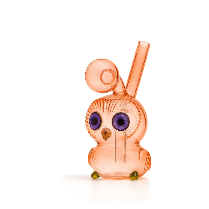 🦉 4 inch Owl Oil Burner Rig – Quirky Big-Eye Mini Glass Rig - Croia Glass