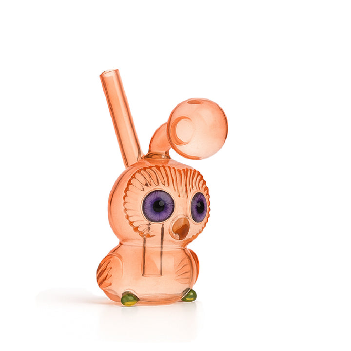 🦉 4 inch Owl Oil Burner Rig – Quirky Big-Eye Mini Glass Rig - Croia Glass