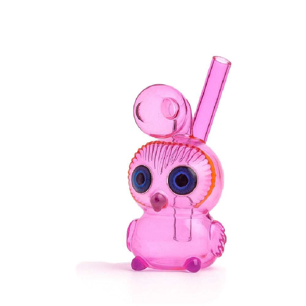 🦉 4 inch Owl Oil Burner Rig – Quirky Big-Eye Mini Glass Rig - Croia Glass