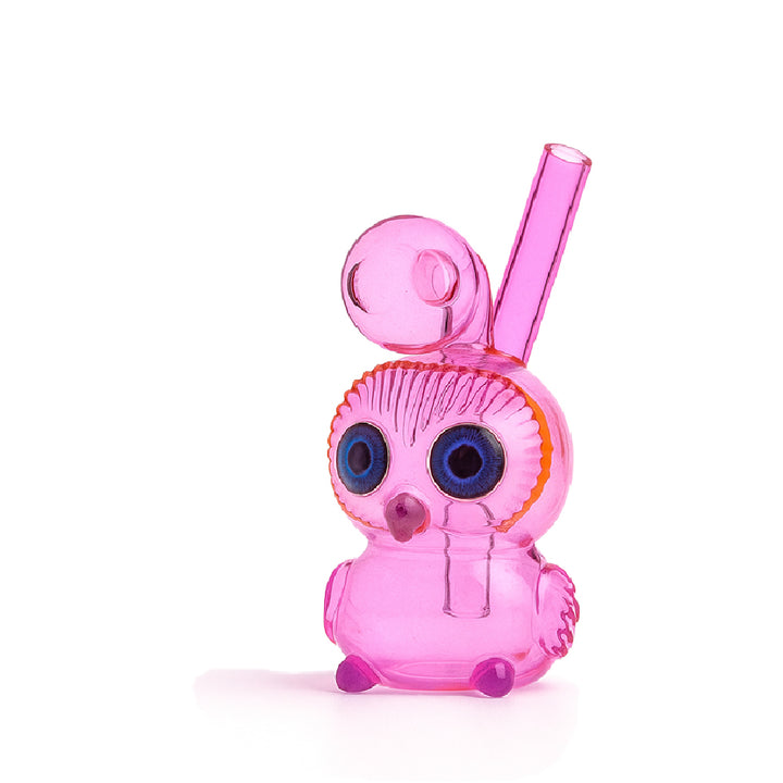 🦉 4 inch Owl Oil Burner Rig – Quirky Big-Eye Mini Glass Rig - Croia Glass
