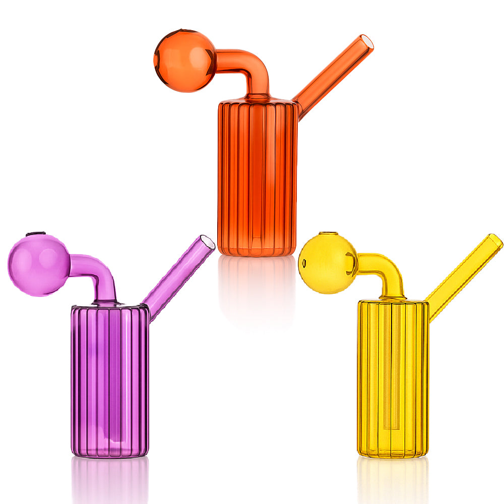 🔥 4 inch Ribbed Cylinder Oil Burner Pipe – Modern Mini Glass Bubbler - Croia Glass