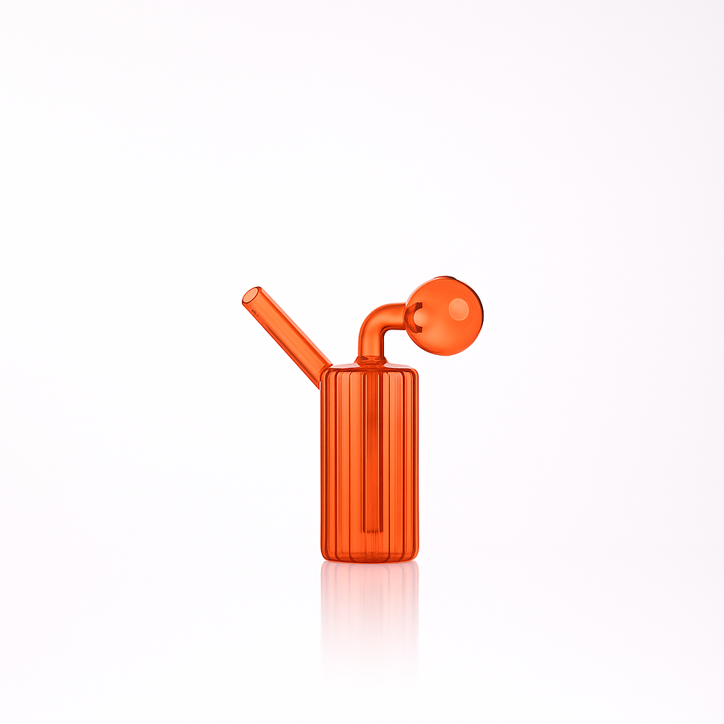 🔥 4 inch Ribbed Cylinder Oil Burner Pipe – Modern Mini Glass Bubbler - Croia Glass