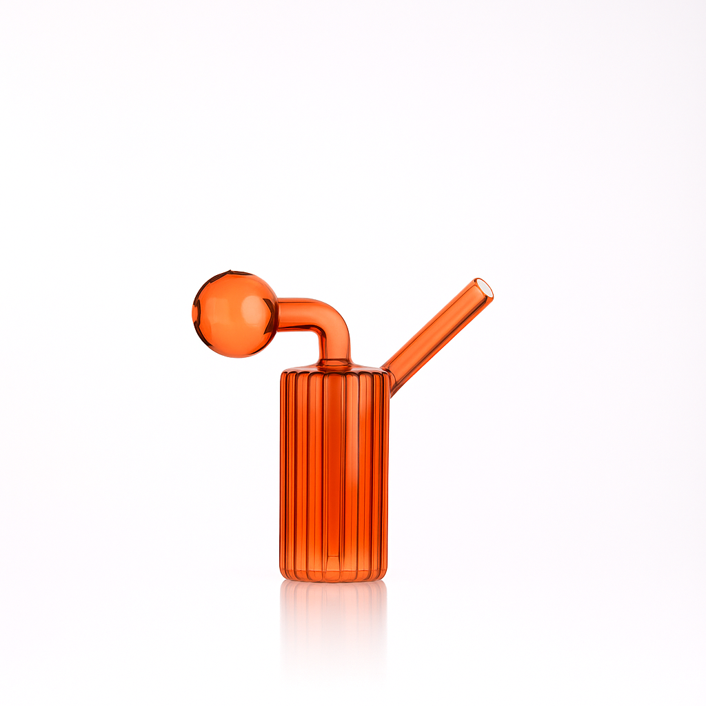 🔥 4 inch Ribbed Cylinder Oil Burner Pipe – Modern Mini Glass Bubbler - Croia Glass
