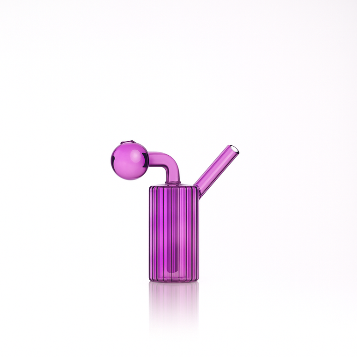 🔥 4 inch Ribbed Cylinder Oil Burner Pipe – Modern Mini Glass Bubbler - Croia Glass