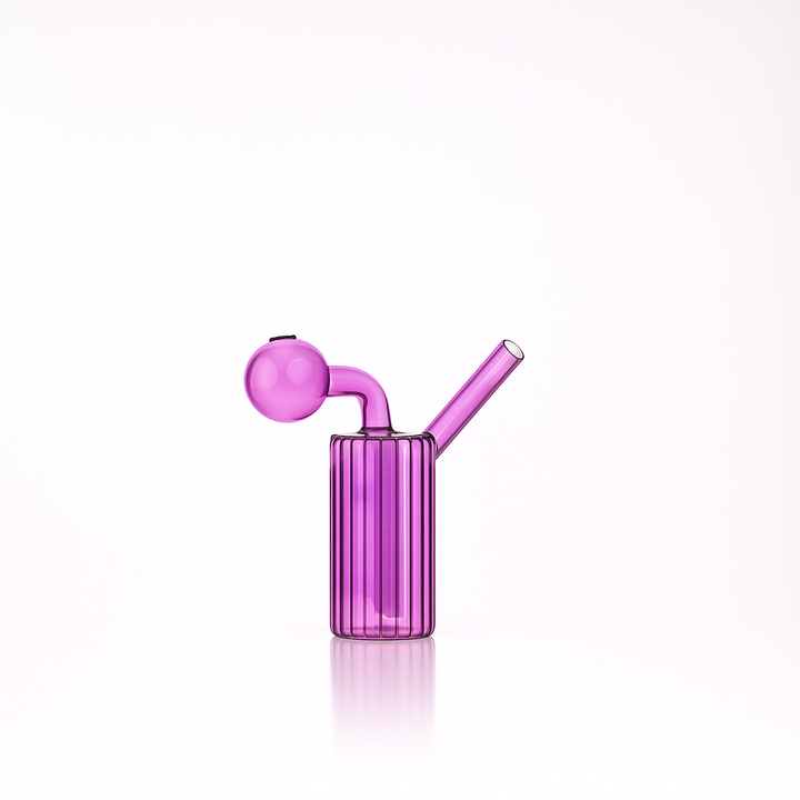 🔥 4 inch Ribbed Cylinder Oil Burner Pipe – Modern Mini Glass Bubbler - Croia Glass