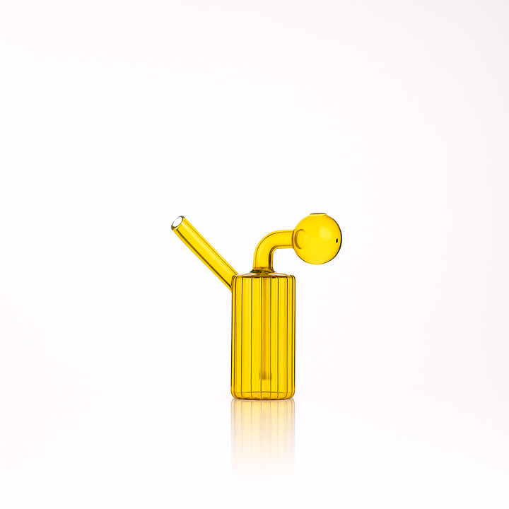 🔥 4 inch Ribbed Cylinder Oil Burner Pipe – Modern Mini Glass Bubbler - Croia Glass