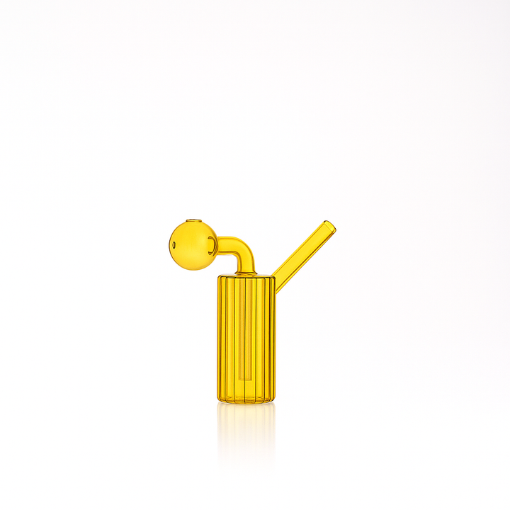 🔥 4 inch Ribbed Cylinder Oil Burner Pipe – Modern Mini Glass Bubbler - Croia Glass