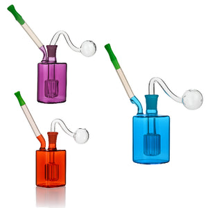 🧪 4 inch Tree-Percolator Oil Burner Rig – Clean-Line Mini Cylinder Glass Rig - Croia Glass