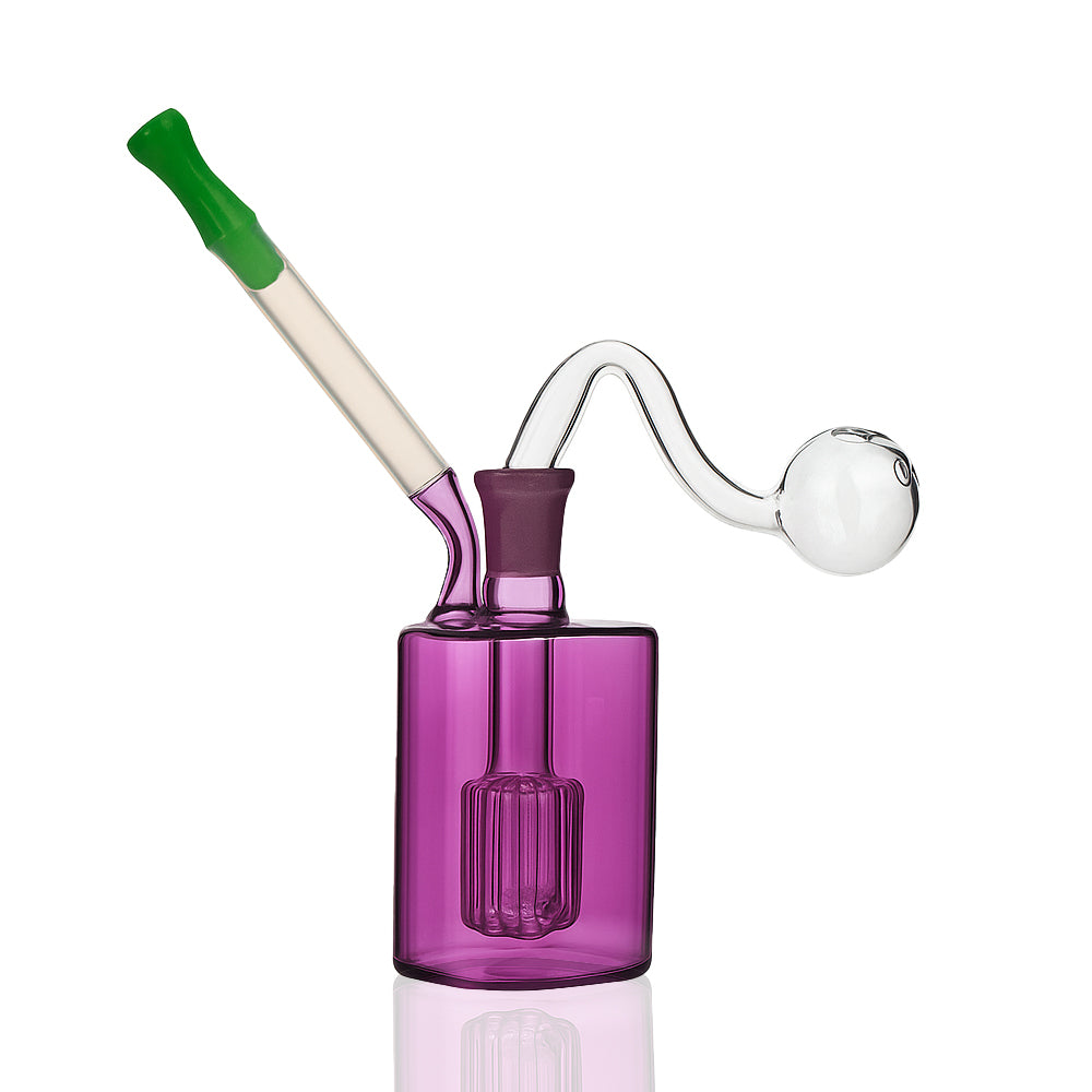 🧪 4 inch Tree-Percolator Oil Burner Rig – Clean-Line Mini Cylinder Glass Rig - Croia Glass