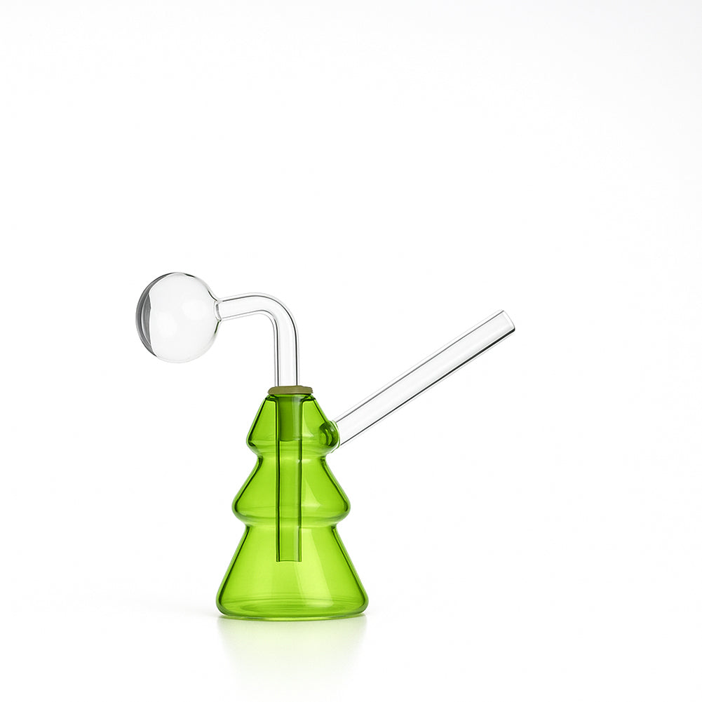 🎄 4 inch Tree-Shaped Oil Burner Rig – Cute Mini Holiday Glass Rig - Croia Glass