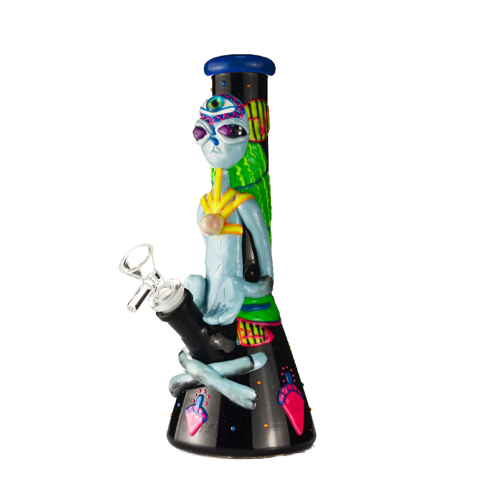 420 Stoney Allien Hand Painted Bong - Croia Glass