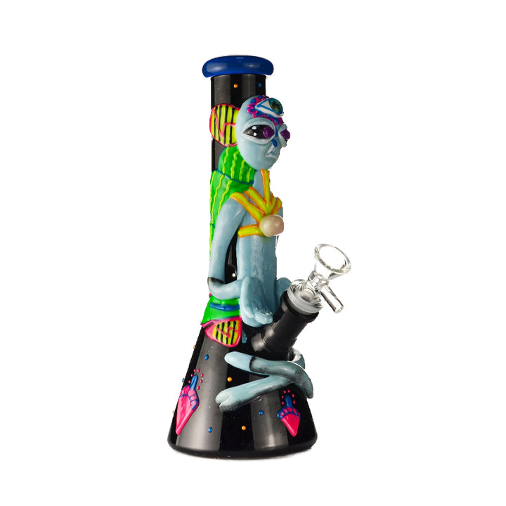 420 Stoney Allien Hand Painted Bong - Croia Glass