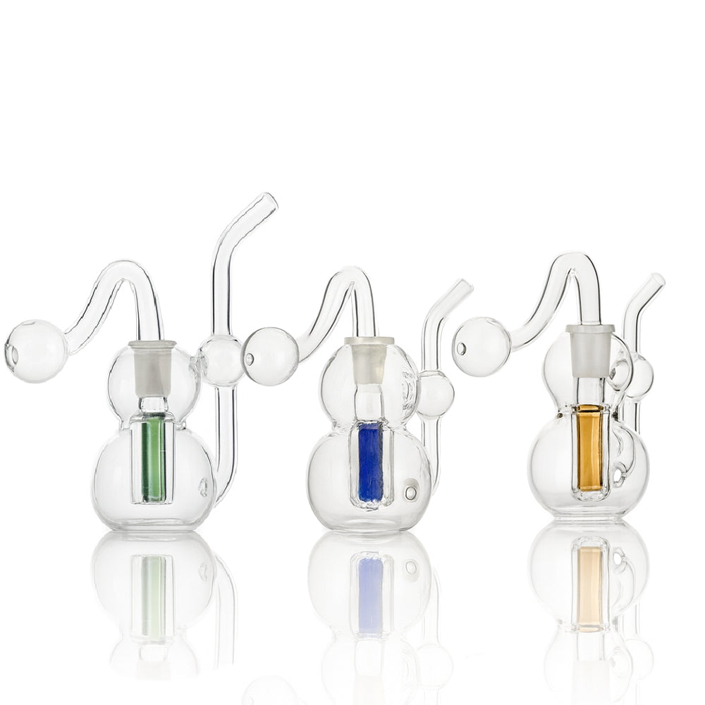 🔬 5 inch Clear Double-Bubble Recycler Oil Burner Rig – Lab-Style Mini