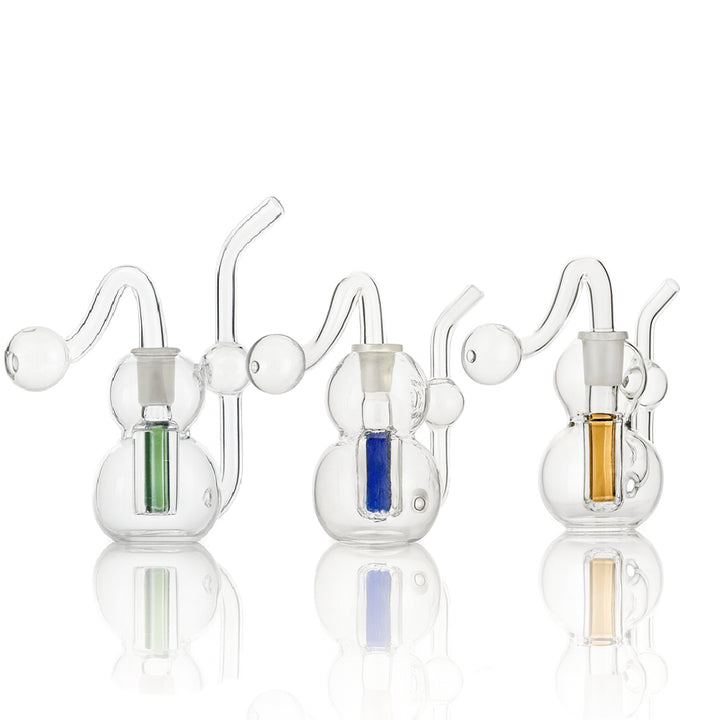 🔬 5 inch Clear Double-Bubble Recycler Oil Burner Rig – Lab-Style Mini Glass Rig - Croia Glass