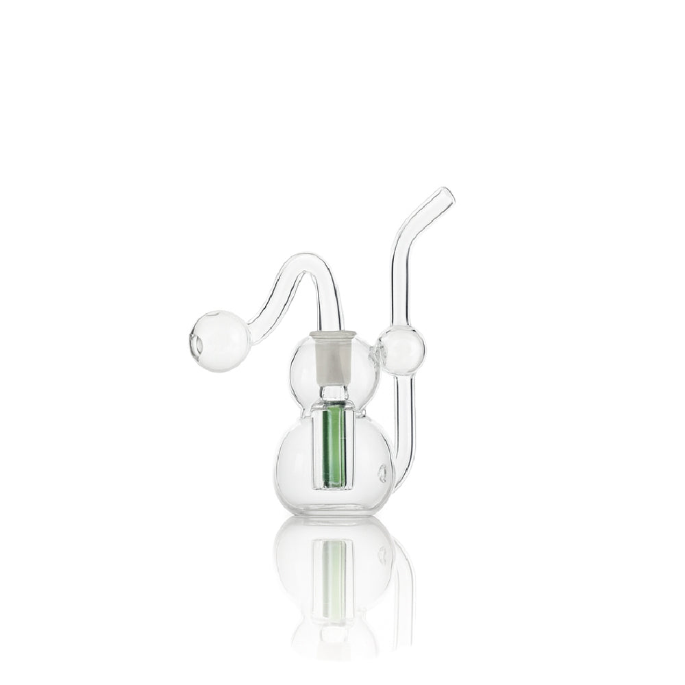 🔬 5 inch Clear Double-Bubble Recycler Oil Burner Rig – Lab-Style Mini Glass Rig - Croia Glass