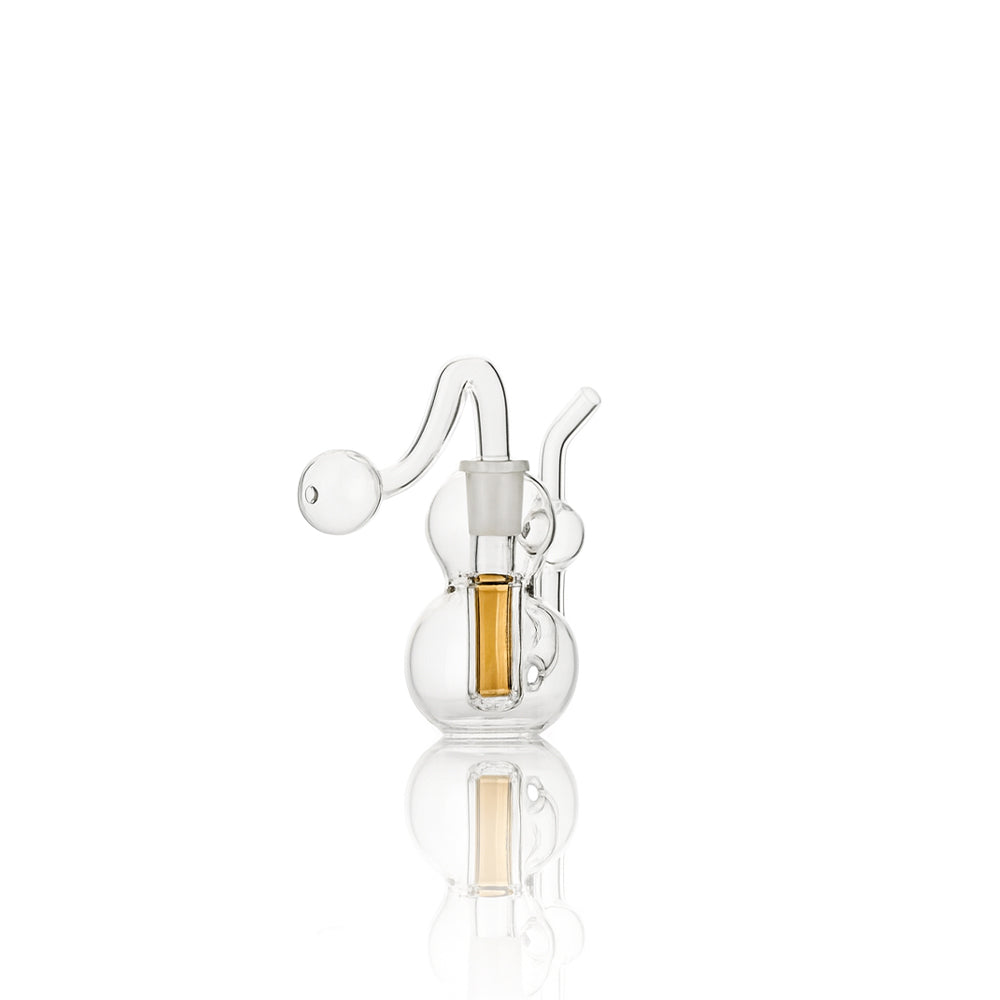 🔬 5 inch Clear Double-Bubble Recycler Oil Burner Rig – Lab-Style Mini Glass Rig - Croia Glass