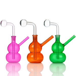 🥒 5 inch Gourd Oil Burner Rig – Soft Double-Bubble Mini Glass Rig - Croia Glass