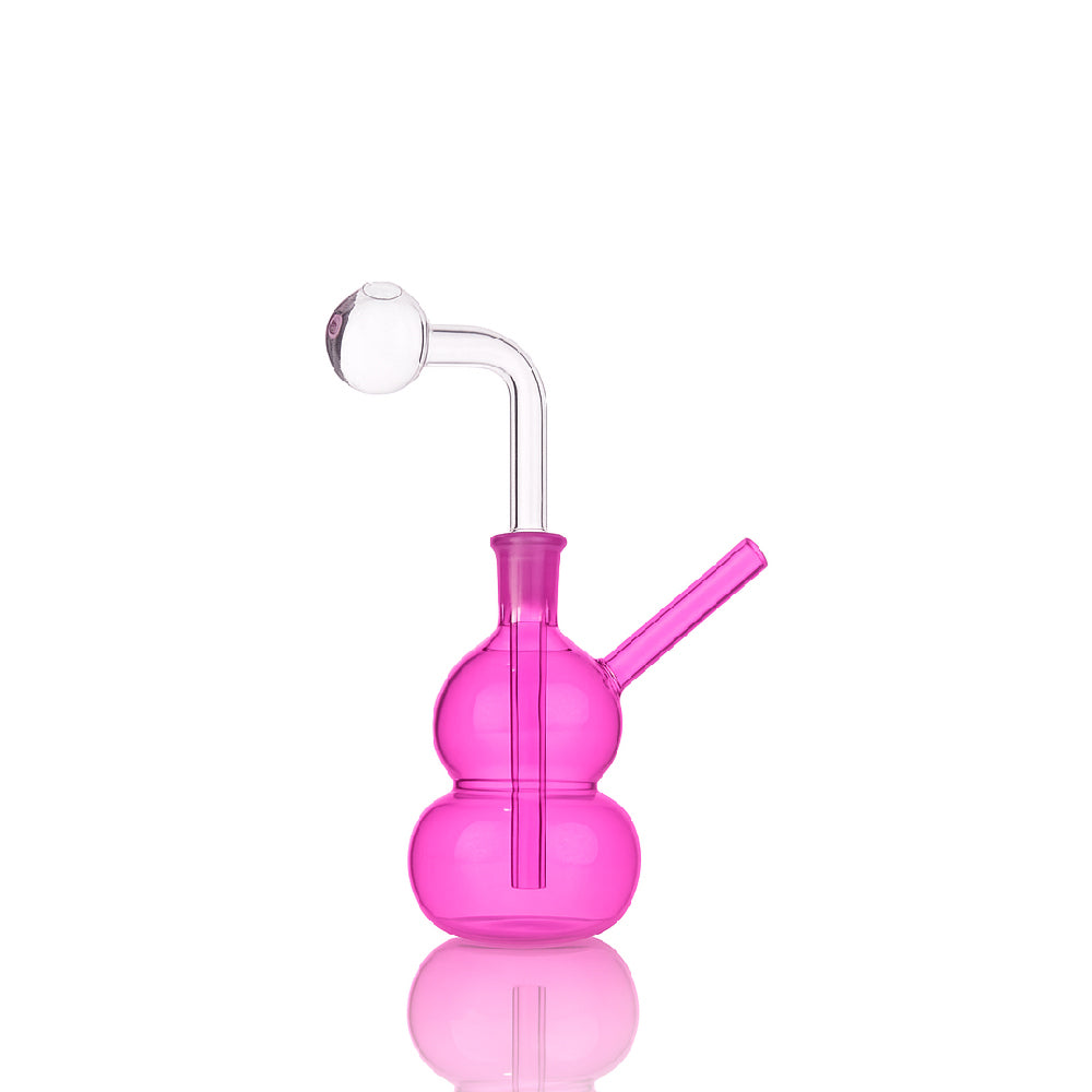 🥒 5 inch Gourd Oil Burner Rig – Soft Double-Bubble Mini Glass Rig - Croia Glass