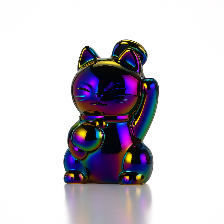 🐱 5 inch Lucky Cat Oil Burner Rig – Charming Mini Fortune Glass Rig - Croia Glass