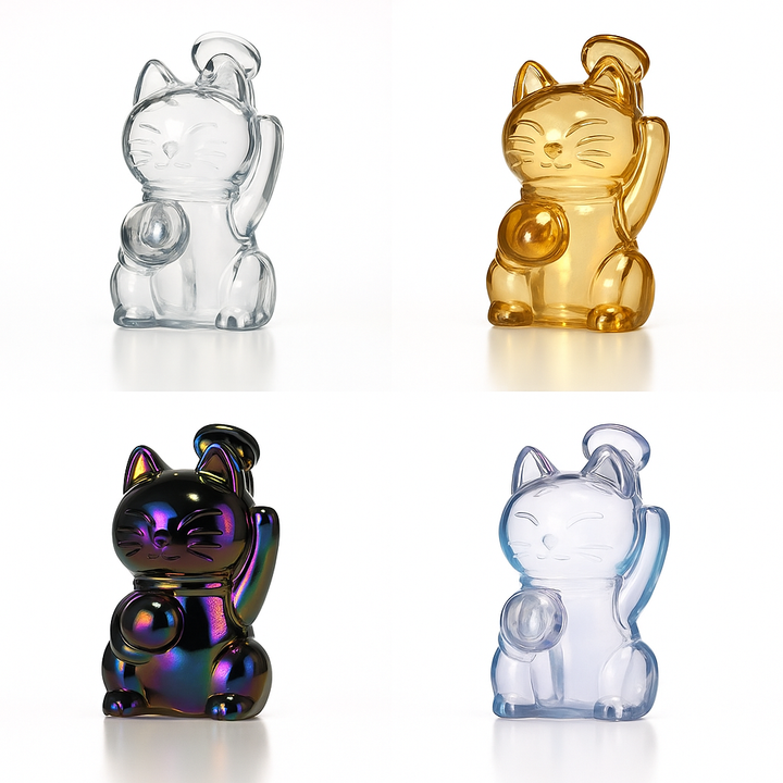 🐱 5 inch Lucky Cat Oil Burner Rig – Charming Mini Fortune Glass Rig - Croia Glass