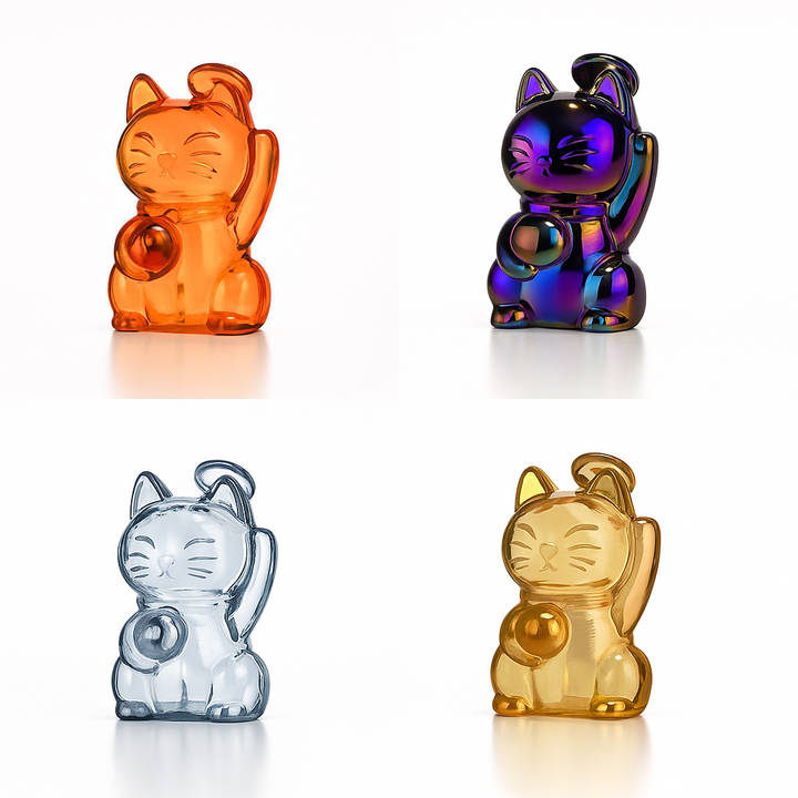 🐱 5 inch Lucky Cat Oil Burner Rig – Charming Mini Fortune Glass Rig - Croia Glass