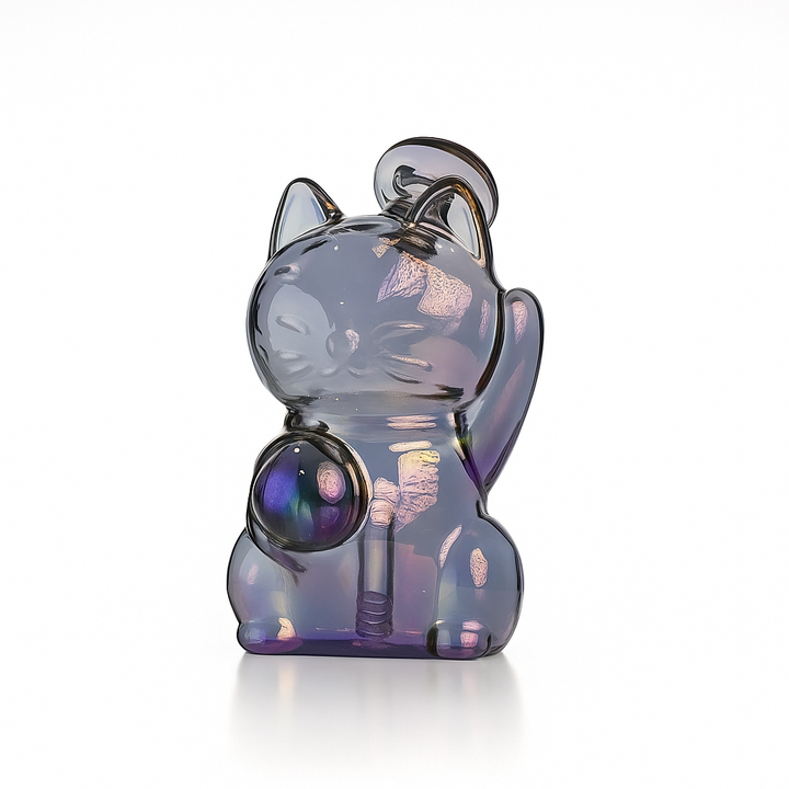 🐱 5 inch Lucky Cat Oil Burner Rig – Charming Mini Fortune Glass Rig - Croia Glass