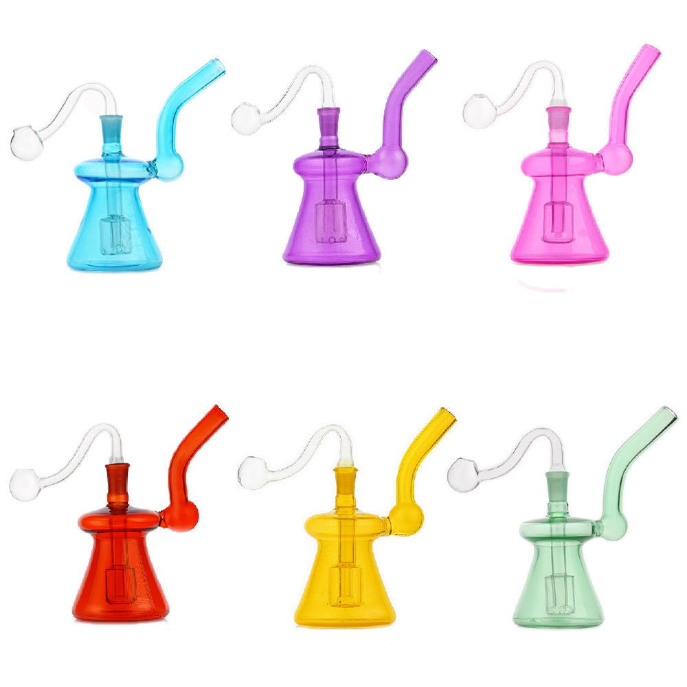 🔔 5 inch Mini Bell Oil Burner Rig – Smooth-Curve Candy Color Rig - Croia Glass